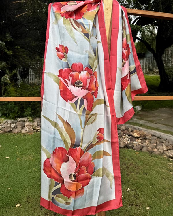 Peonies silk stole
