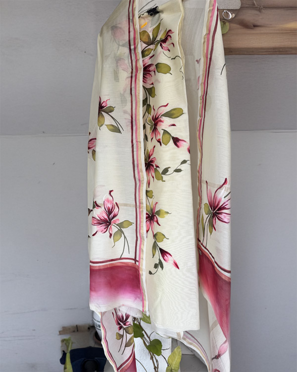 Pure Chanderi, lemon, yellow shirt and dupatta set