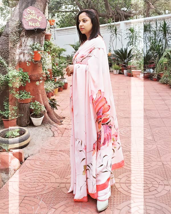 Pure crepesilk magnolia bird saree