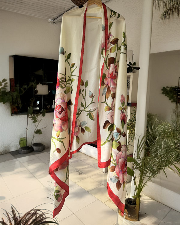 Pure silk rose Dupatta