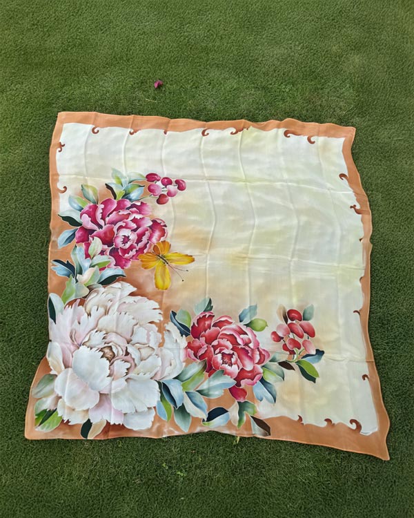 Yellow Pure Crape Silk Scraf