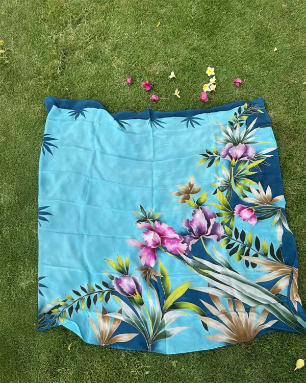 Ice Blue Pure Crape Silk Scraf