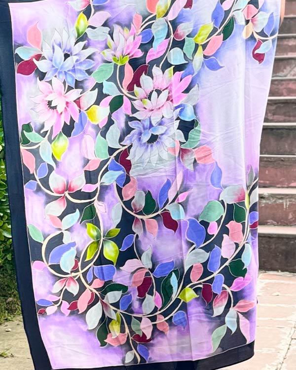 Purple Pure Crape Silk Scraf