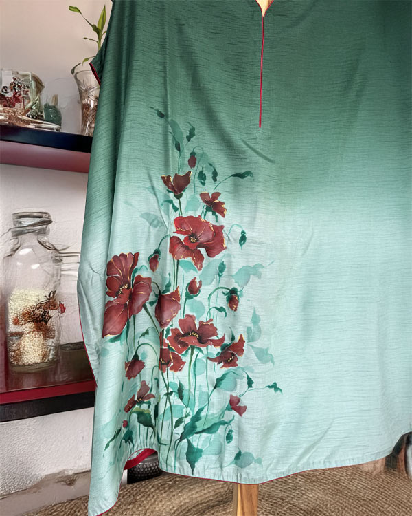 Bottle Green Colored Kaftan