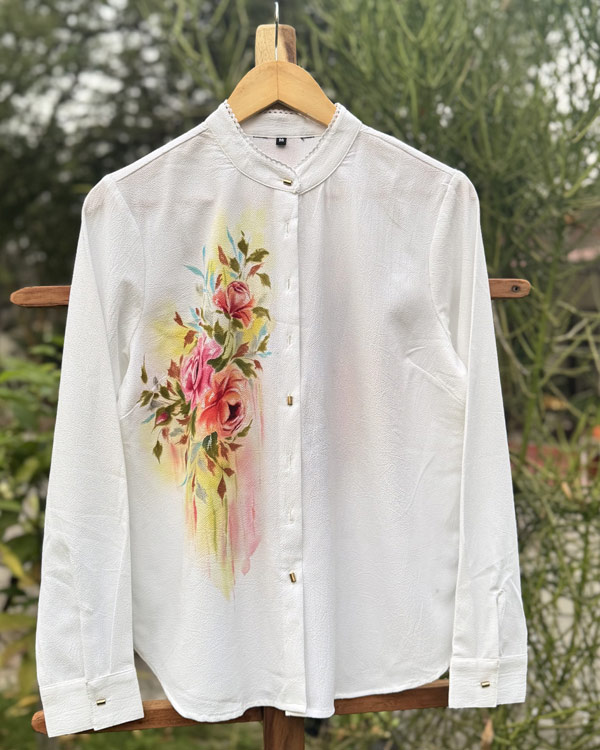 White Deer Painted Polyster Shirt
