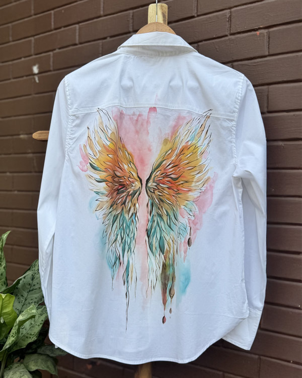 White Pure Cotton Painted Shirt
