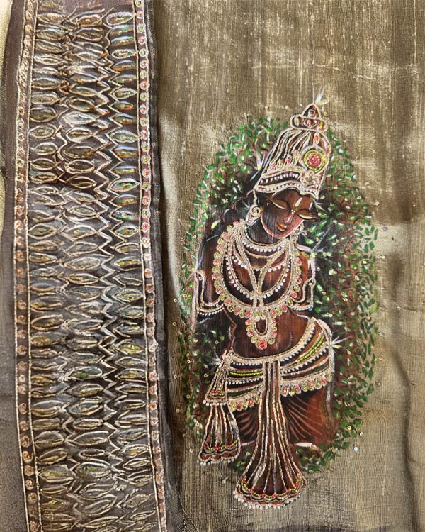 Beige Raw Silk Blouse Pieces