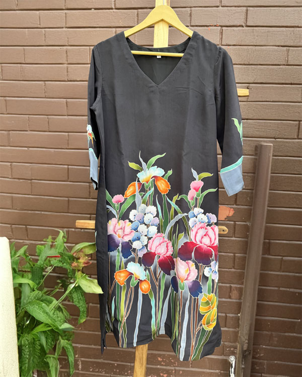 Black Pure Crepesilk Kurti