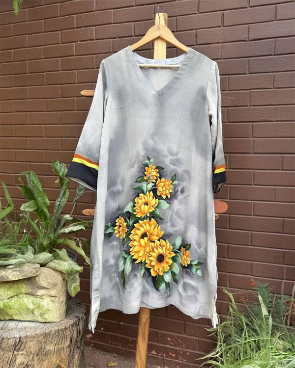 Charcoal Black Crepe Silk Kurti