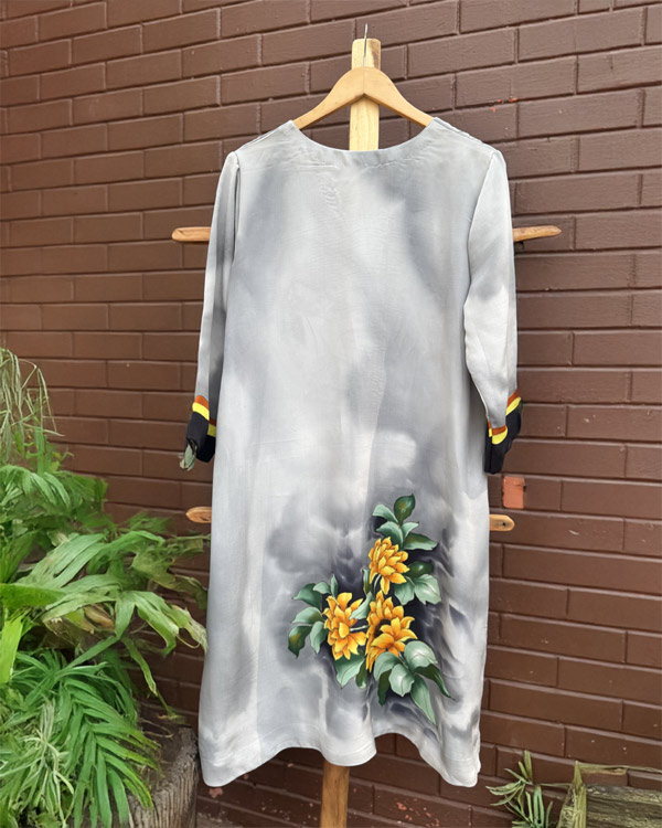 Charcoal Black Crepe Silk Kurti