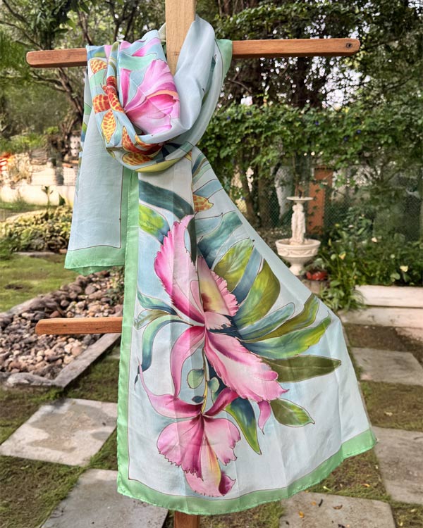 Pink orchid, Silk stone