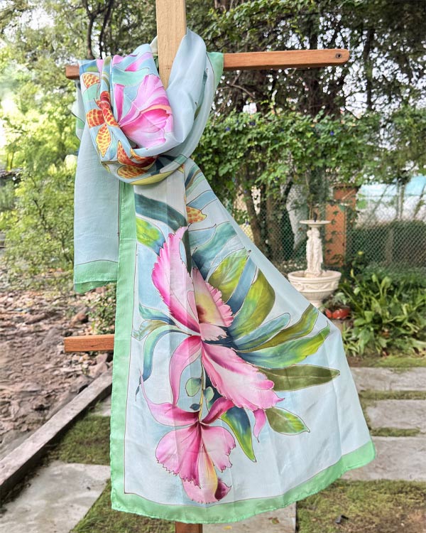 Pink orchid, Silk stone