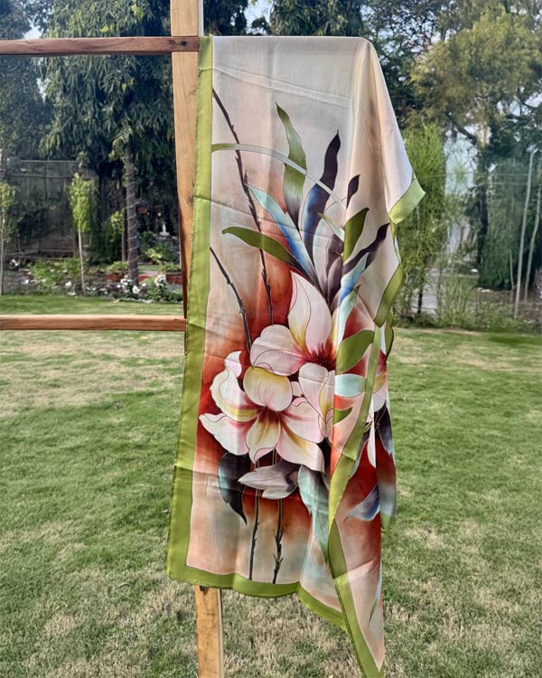 White lilly silk stole