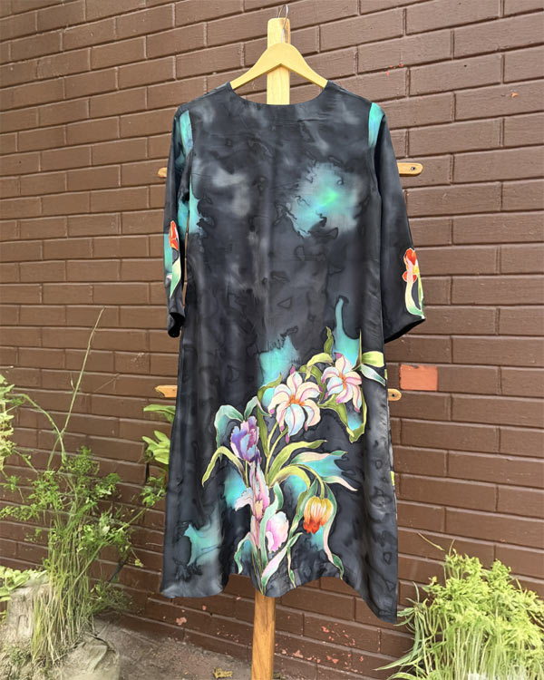 Grey Crepe Silk Kurti