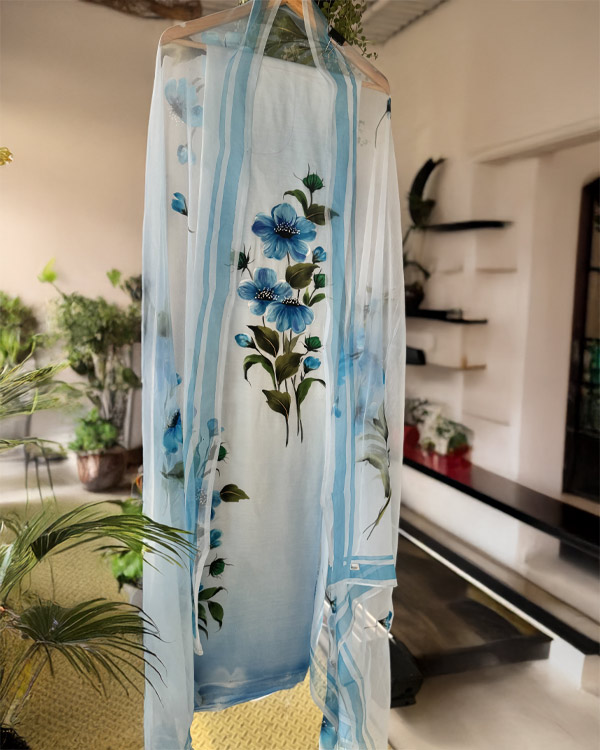 Light blue modal shirt and dupatta set