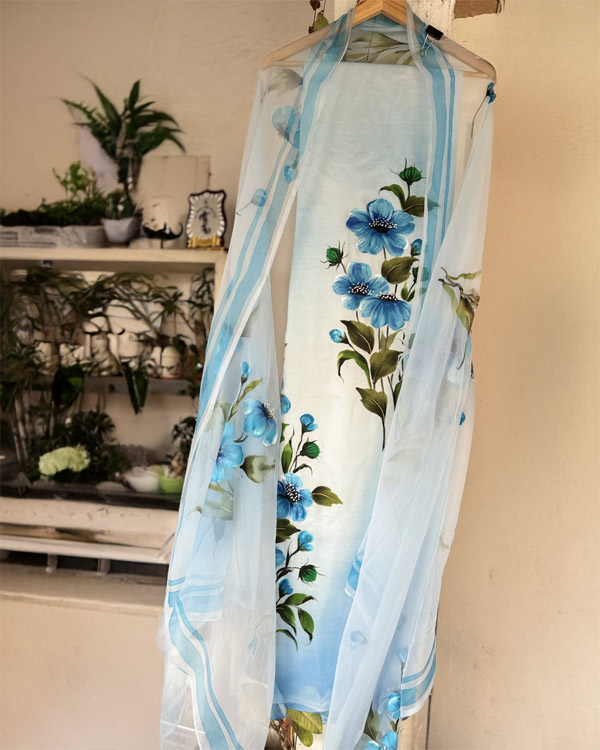 Light blue modal shirt and dupatta set