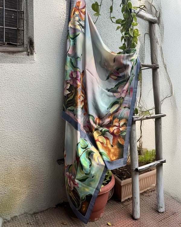 Multucolored-lillies-pure-silk-dupatta