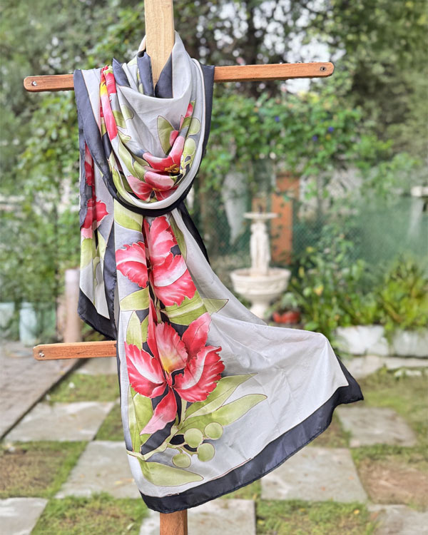 Orchid silk stole