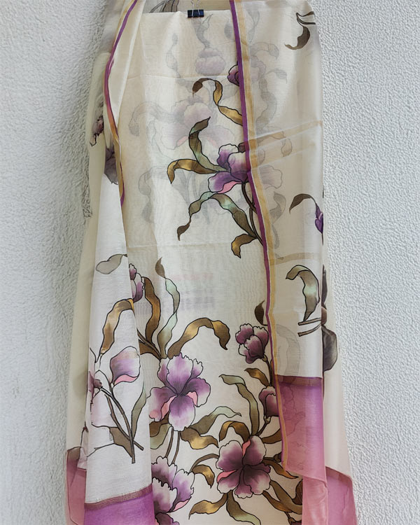 Pure Chanderi lavender shirt and Dupatta set