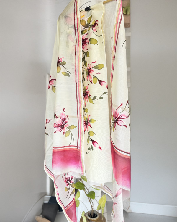 Pure Chanderi, lemon, yellow shirt and dupatta set