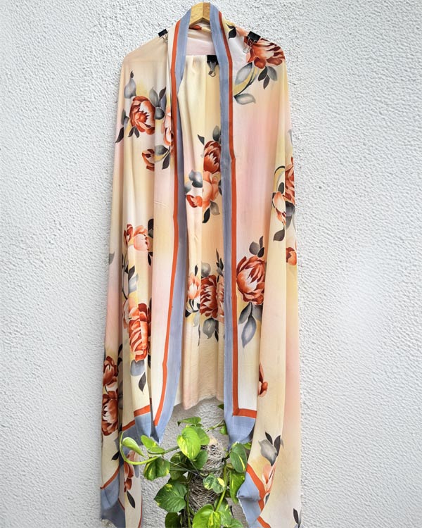 Pure Georgette Dupatta And Crêpe Silk Shirt Set