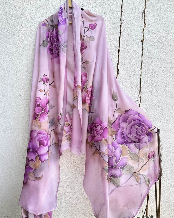 Pure rose chiffon Dupatta
