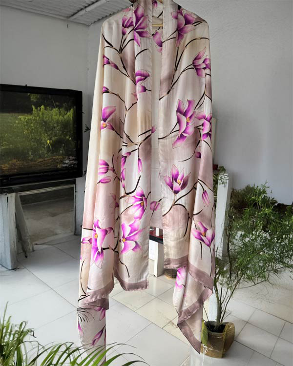 Pure silk beige dupatta