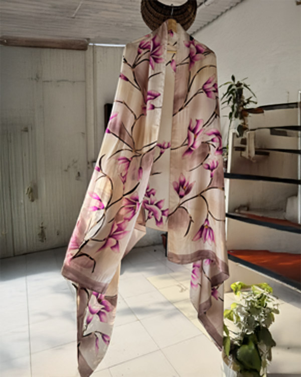 Pure silk beige dupatta