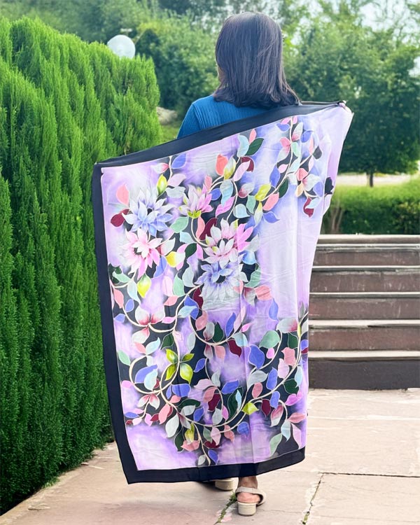 Purple Pure Crape Silk Scraf