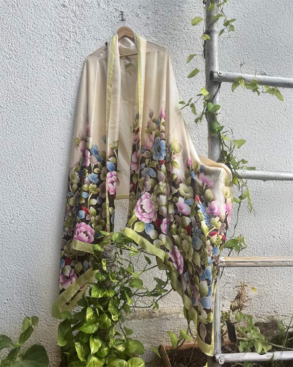 Pure Silk Peonies Dupatta