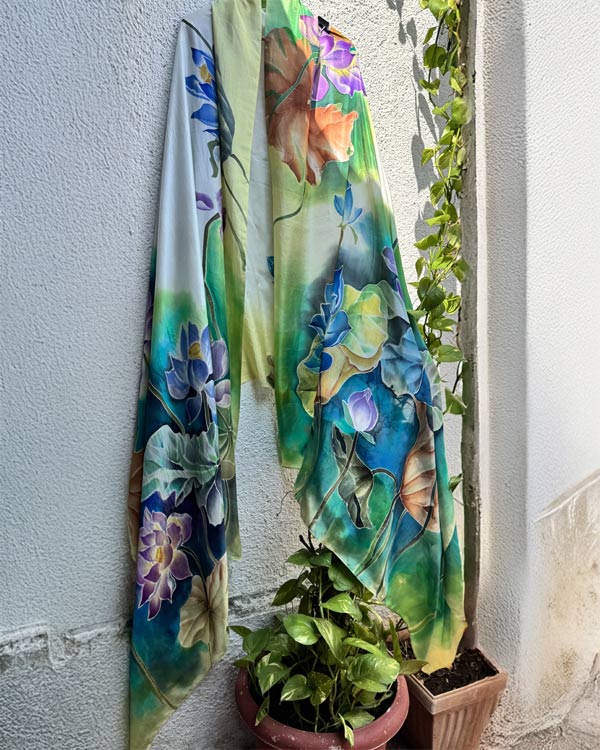 White Lotus Pure Silk Dupatta