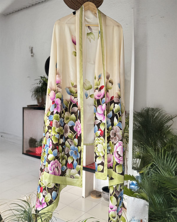 Pure Silk Peonies Dupatta