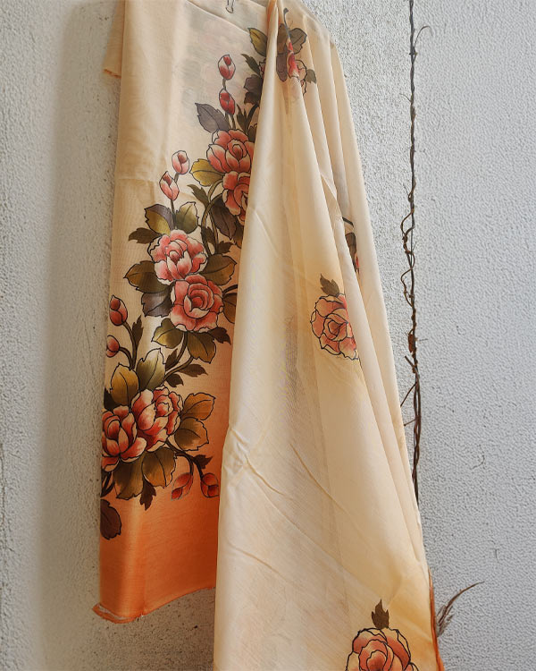 pure Chandari rose shirt and dupatta set